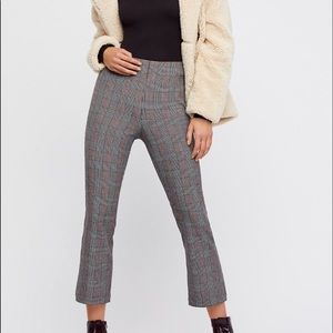 Free People Plaid Stretch Cropped Flare Pants
